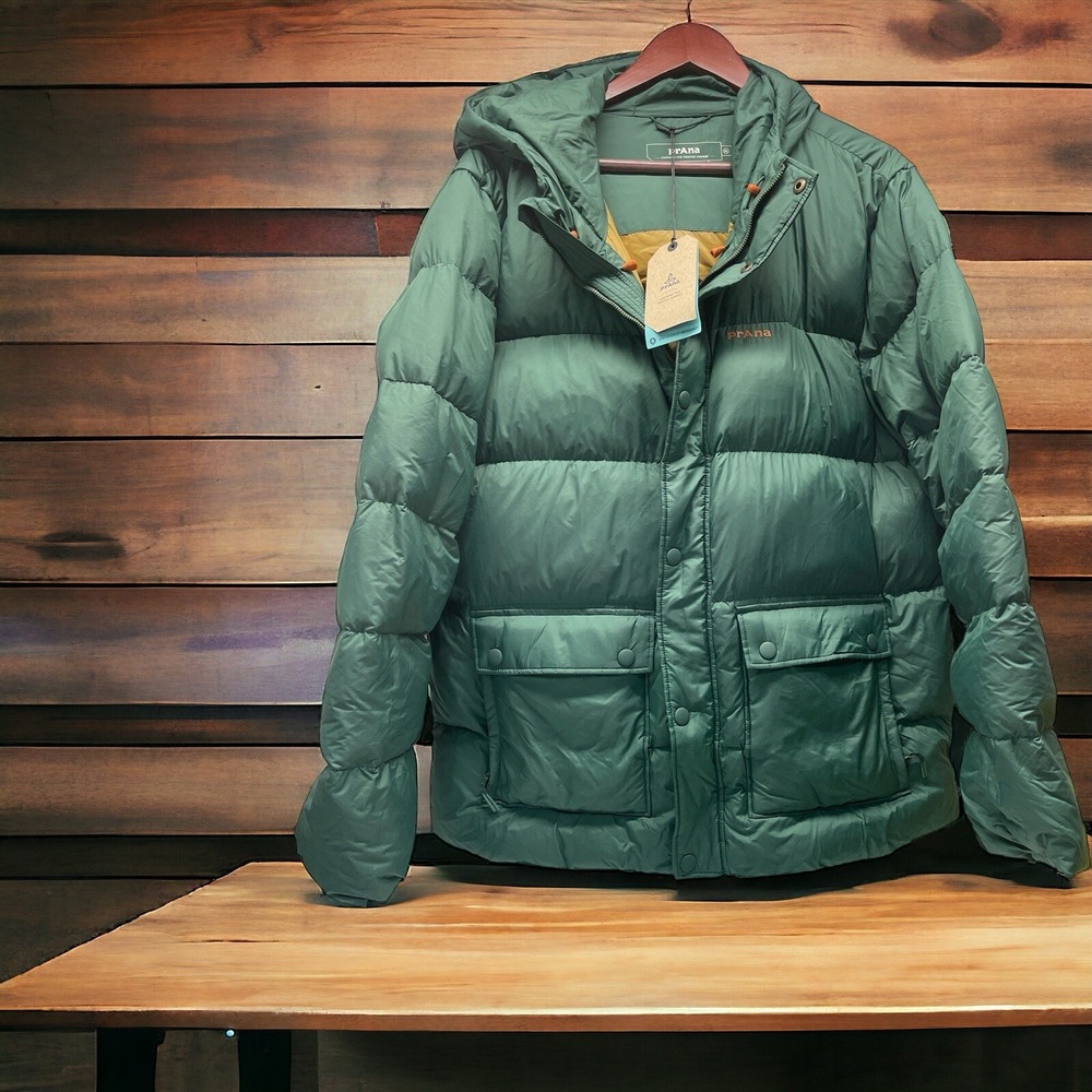 Prana Whitney Portal Duck Down Feather Puffer Jacket  Size X-Large Soft Pine NWT